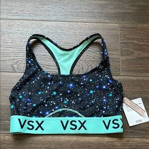 Victoria's Secret Black and Blue Sports Bra with Racerback